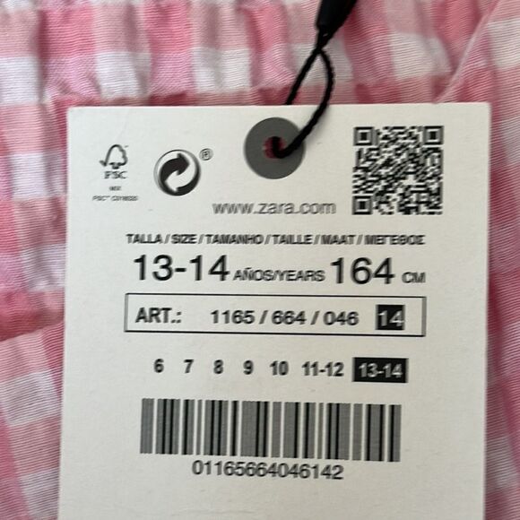 ZARA Kids | Pink | TEXTURED GINGHAM CUT OUT DRESS - Picture 5 of 5